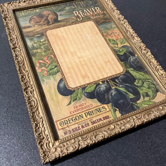Antique 1909 Calendar in Ornate Gesso Frame Beaver Prunes HS Gile Salem Oregon - Picture 6 of 8